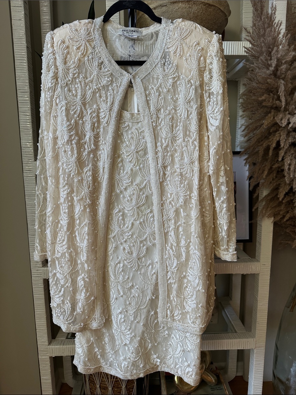 Ivory Beaded Sleeveless Mini Dress & Jacket